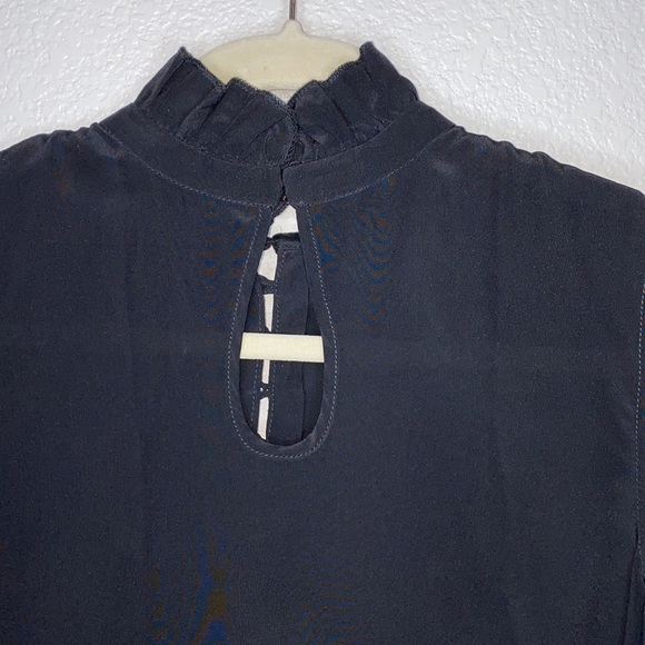 Dora Landa Black Silk Keyhole Blouse Top Size S - Picture 7 of 7
